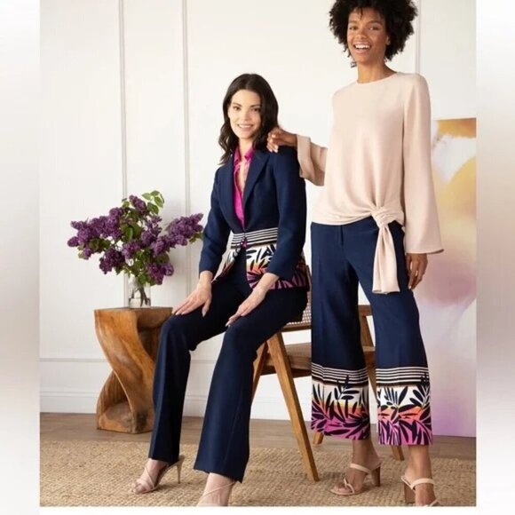 💕TRINA TURK💕 Beacon Blazer ~ Beach Side Abstract Tropical Print 14 NWT - Picture 7 of 16